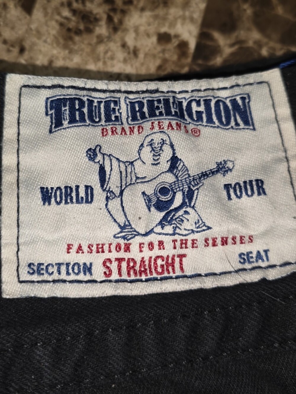 MEXICO True Religion Men's Black JEANS WHITE STITCHED SIZE 34X34 MADE IN NICE! - Picture 4 of 13